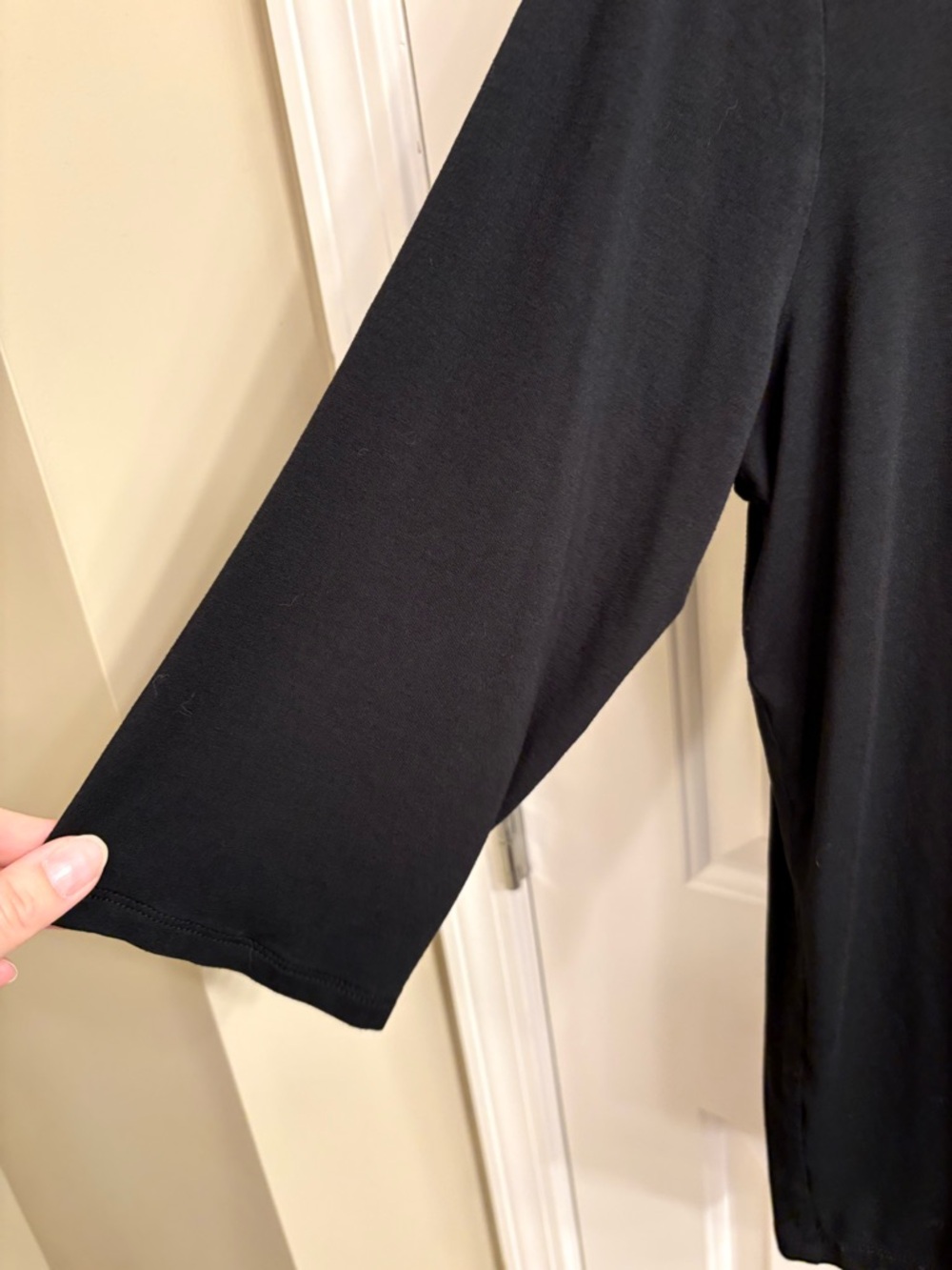 J. Jill Wearever Black V-Neck 3/4 Sleeve Top L - Picture 4 of 12